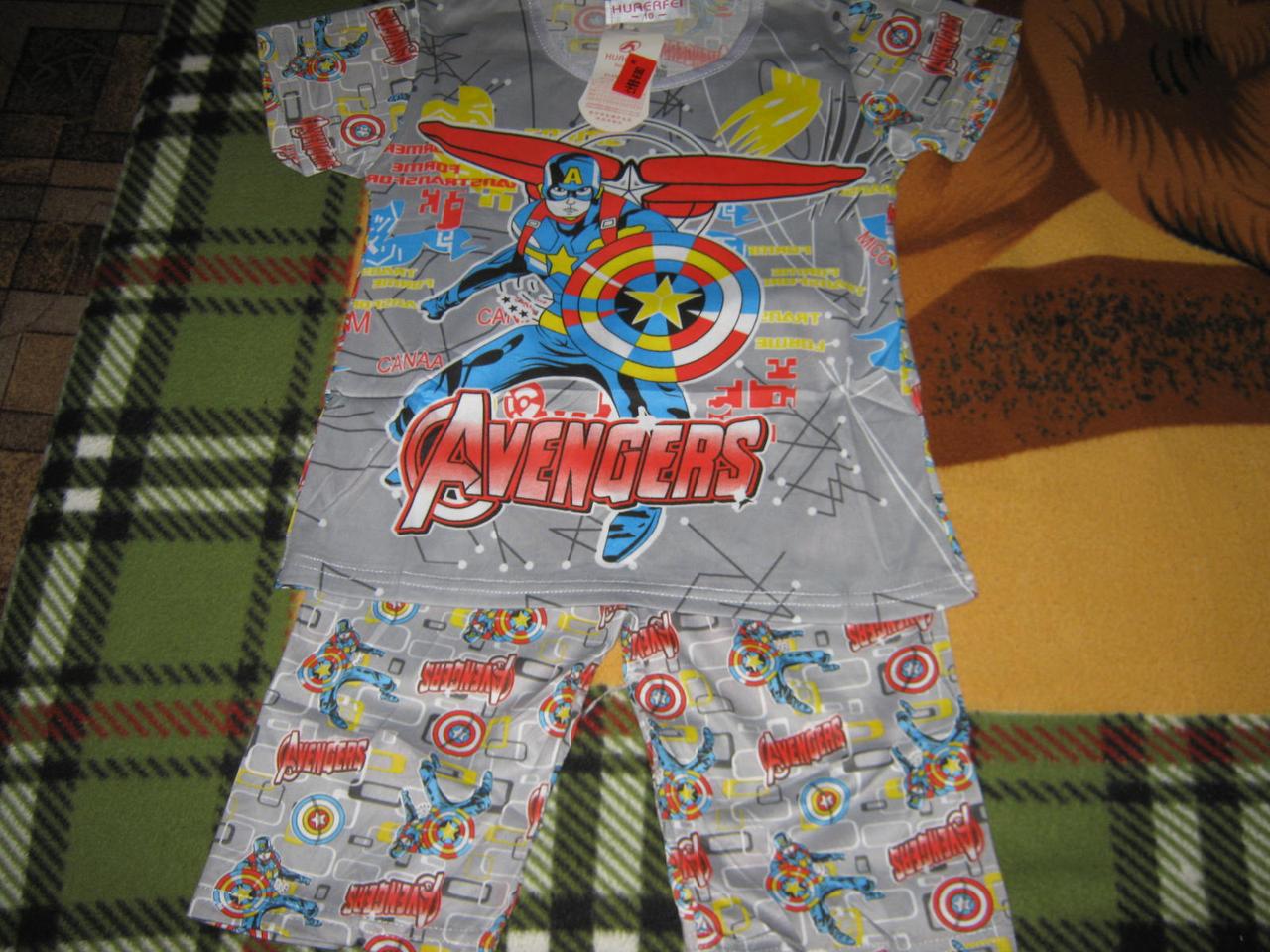 Комплект пижама на хлопчика футболка і бриджі сірий з малюнком розміри 10 і 16