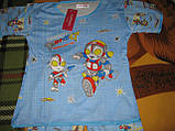 Комплект піжамка на хлопчика футболка і бриджі блакитний з малюнком розмір 16, фото 4