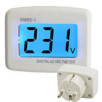Вольтметр сетевой в розетку DM55-1 для сети 220В ЖК+подсветка