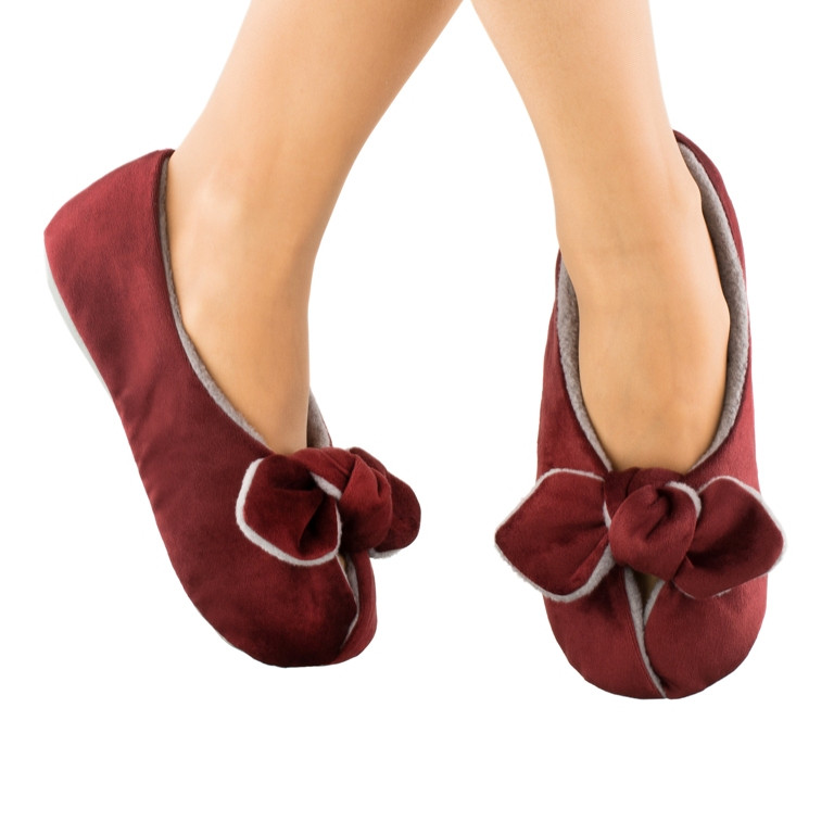 Хатні капці із зав'язками бордово-сірі багіра, фото 1