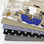 Польська бязь "Пірати на синіх кораблях" (оптом) No843, фото 4