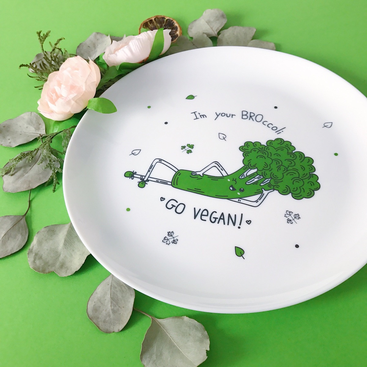 Тарілка Broccoli оригінальний подарунок прикольний, фото 1