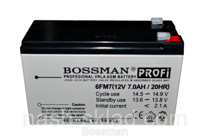Акумулятор Bossman 12v 7 Ah, фото 1
