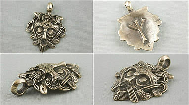 Один Маска Лік Одина з руною Альгіз, кулон, амулет, фото 5