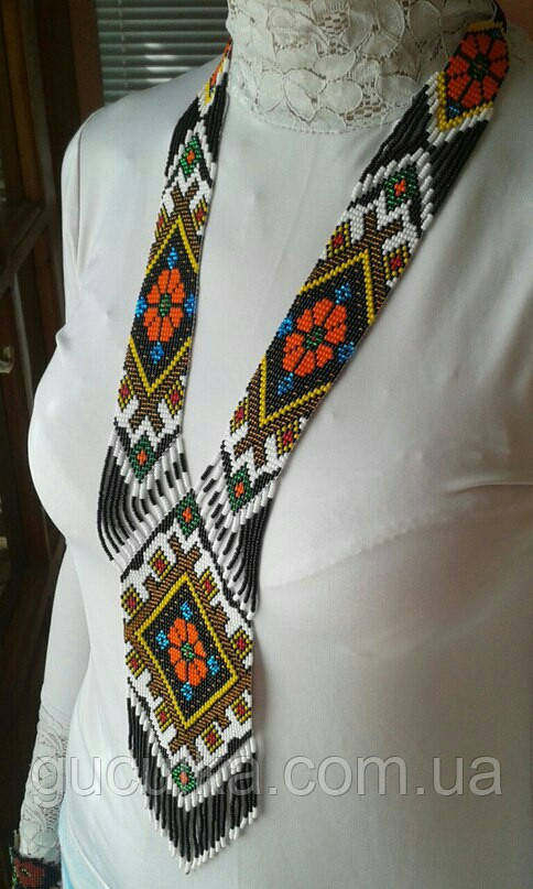 Гердан широкий ручної роботи з круглого бісеру, фото 1