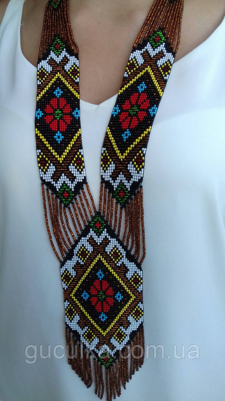 Намисто гердан ручної роботи з круглого бісеру, фото 1