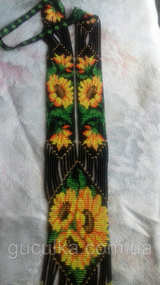 Прикраса гердан ручної роботи "Соняхи" з круглого бісеру, фото 1