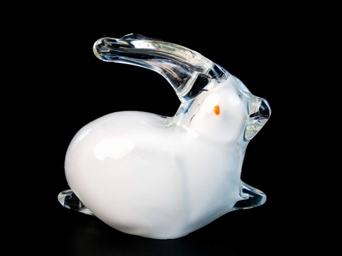 Статуетка Заєць білизна художнє скло, фото 1