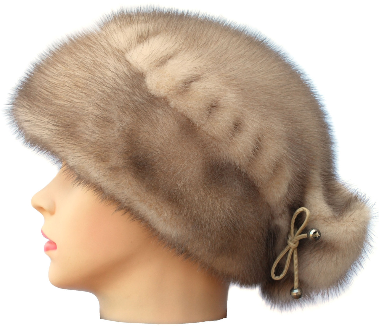 Жіноча хутрова шапка норкова, Цукерочка бантик (лід)