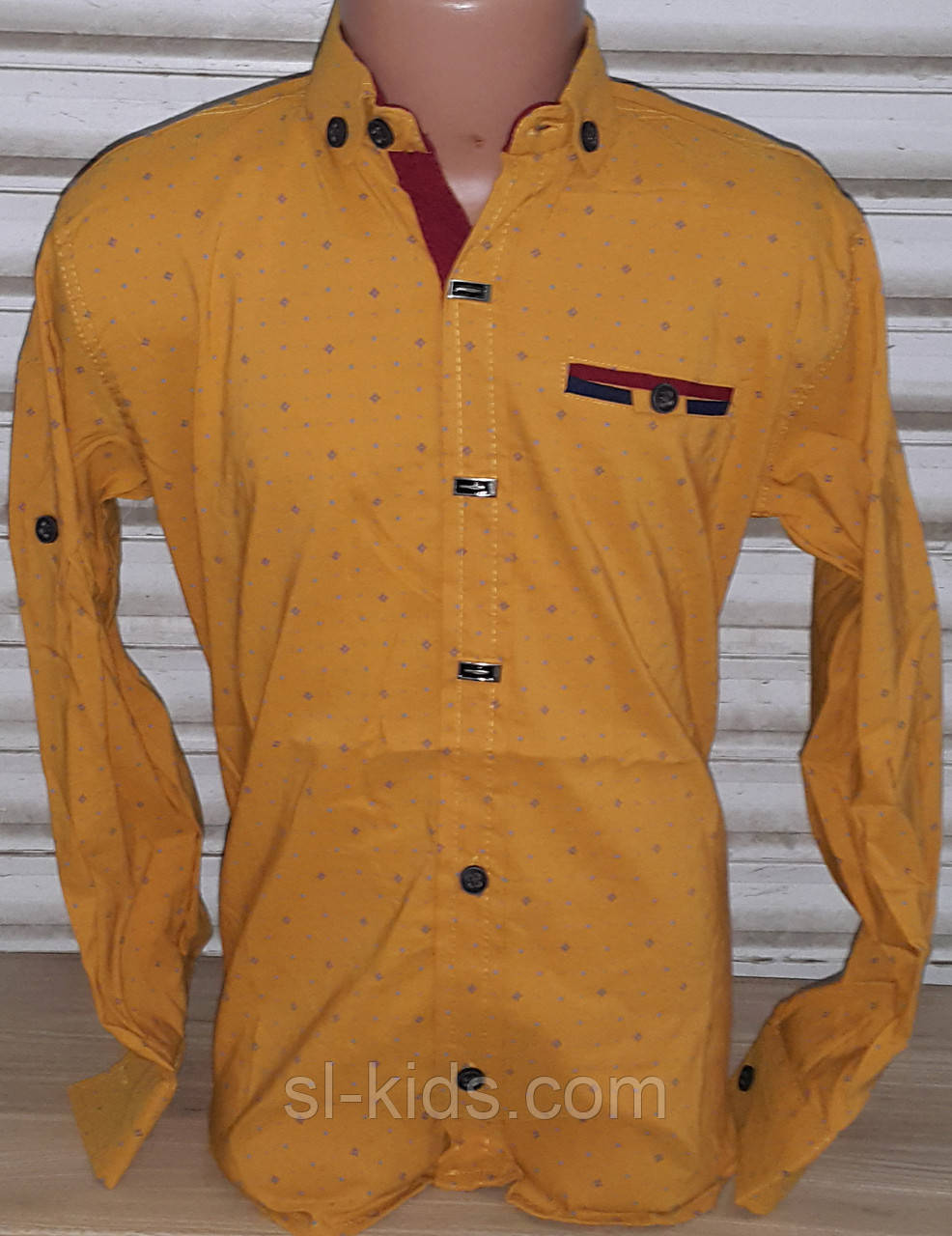 Стильна стрейчева сорочка для хлопчика 6-14 років (гірчиця) (пр. Туреччина)