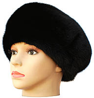 Жіночий берет з хутра норки "Рембрандт" (чорний), фото 3