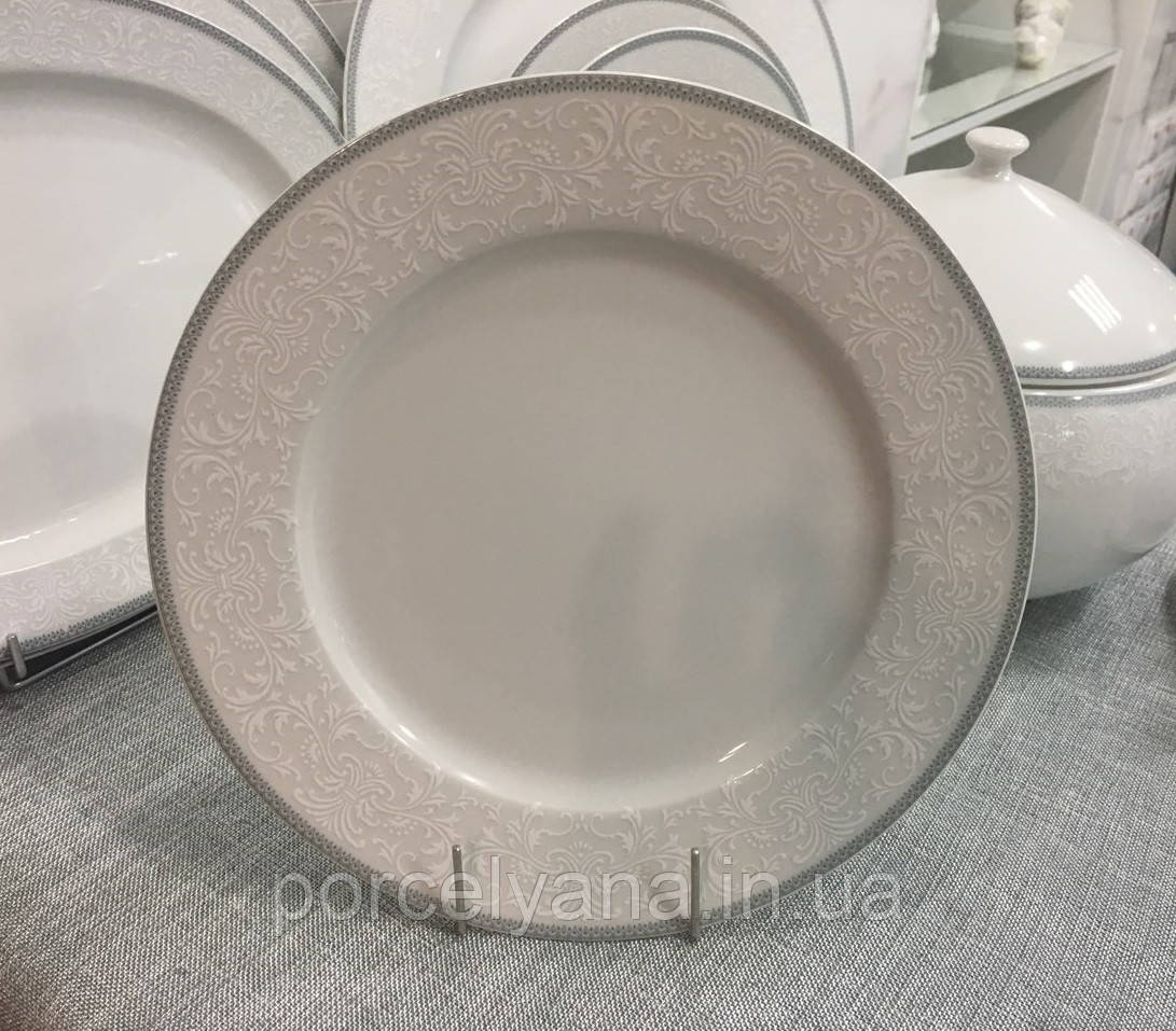 Набор подставных фарфоровых тарелок 6 шт 25 см Opal серый (Thun) - фото 2 - id-p622394051