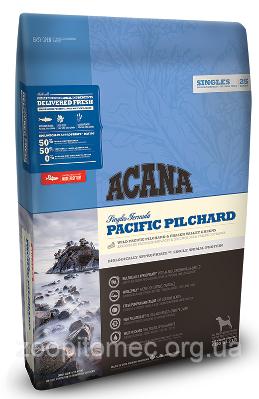 Корм ACANA (Акана) Singles PACIFIC PILCHARD для собак усіх порід і вікових груп, з сардиной 6 кг