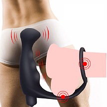 Анальний масажер стимулятор простати з вібрацією Roger-4 з ерекційним кільцем, фото 3