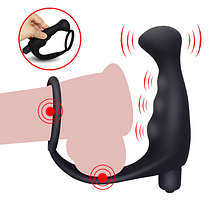 Анальний масажер стимулятор простати з вібрацією Roger-4 з ерекційним кільцем, фото 4