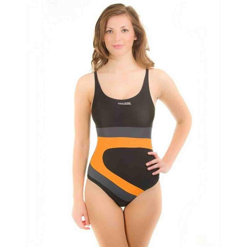 Купальний костюм Aqua-Speed Monika чорний /сірий/жовтогарячий (43039) — 152 см, фото 1