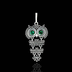 Срібна підвіска "Сова" з кольоровими фіанітами