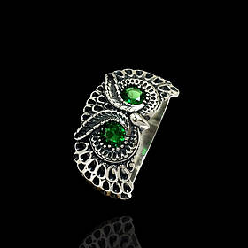 Срібне кільце СОВА з фіанітами