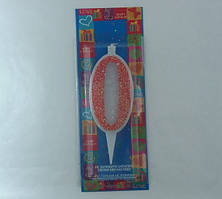 Свічка в торт Червона з блиском "0" / Свічка в торт Червона з блиском "0" 9x3x1 см