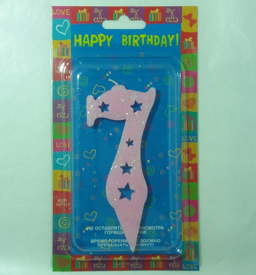 Свічка в торт Рожева "7" Big size / Свічка в торт Рожева "7" Big size 11x4 см, фото 1