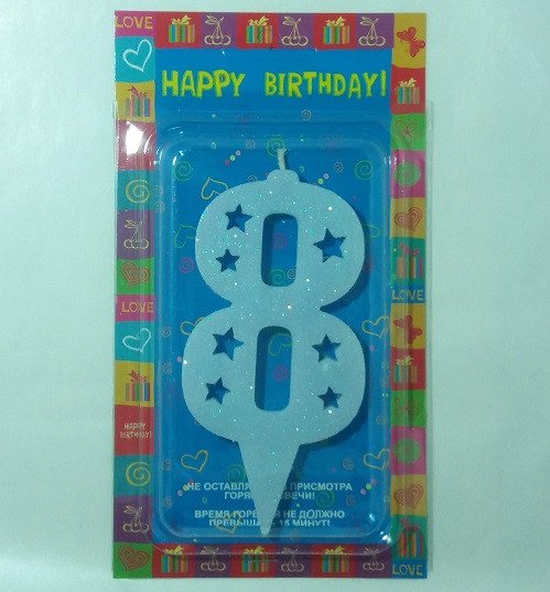 Свічка в торт Блакитна "8" Big size / Свічка в торт Блакитна "8" Big size 11x5 см
