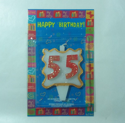 Свічка в торт Ювілей, червона "55" / Свічка в торт Ювілей, червона "55" 7x5 см