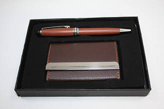 Набір подарунковий 11077 "Ручка + візитниця" (коричневий)