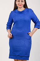 Жаккардовое синее платье больших размеров (102 tur)