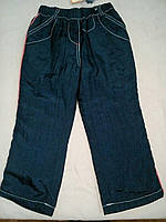 Штаны для девочки ростом 98-104 см из плащевки утеплённые синие с лампасами