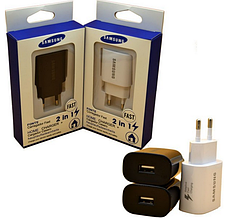 Адаптер СЗП USB Samsung 2в1 Fast Charging 2A (в пакованні) чорний