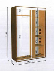 Шафа-купе 1100х450х2100 Влабі 2 двері купити в Україні