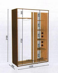 Шафа-купе 1200х450х2100 Влабі 2 двері купити в Україні