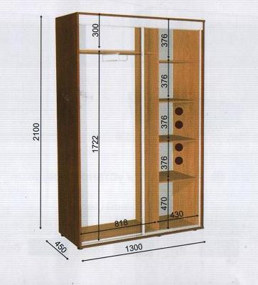 Шафа-купе 1300х450х2400 Влабі 2 фасади купити в Україні, фото 1