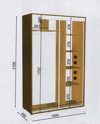 Шафа-купе 1500х450х2100 Влабі 2 двері купити в Україні