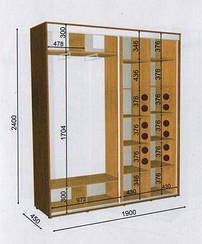 Шафа-купе 1900х450х2100 Влабі 2 двері купити в Україні