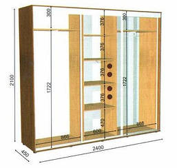 Шафа-купе 2400х450х2100 Влабі 3 двері купити в Україні
