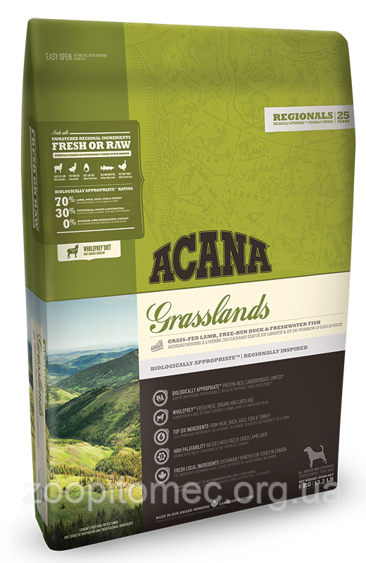 Корм Acana (Акана) Regionals GRASSLANDS DOG для собак всіх порід і всіх віків (ягня + яйце) 2 кг