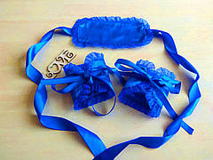 Комплект атласна маска з наручники для дорослих ігор синій