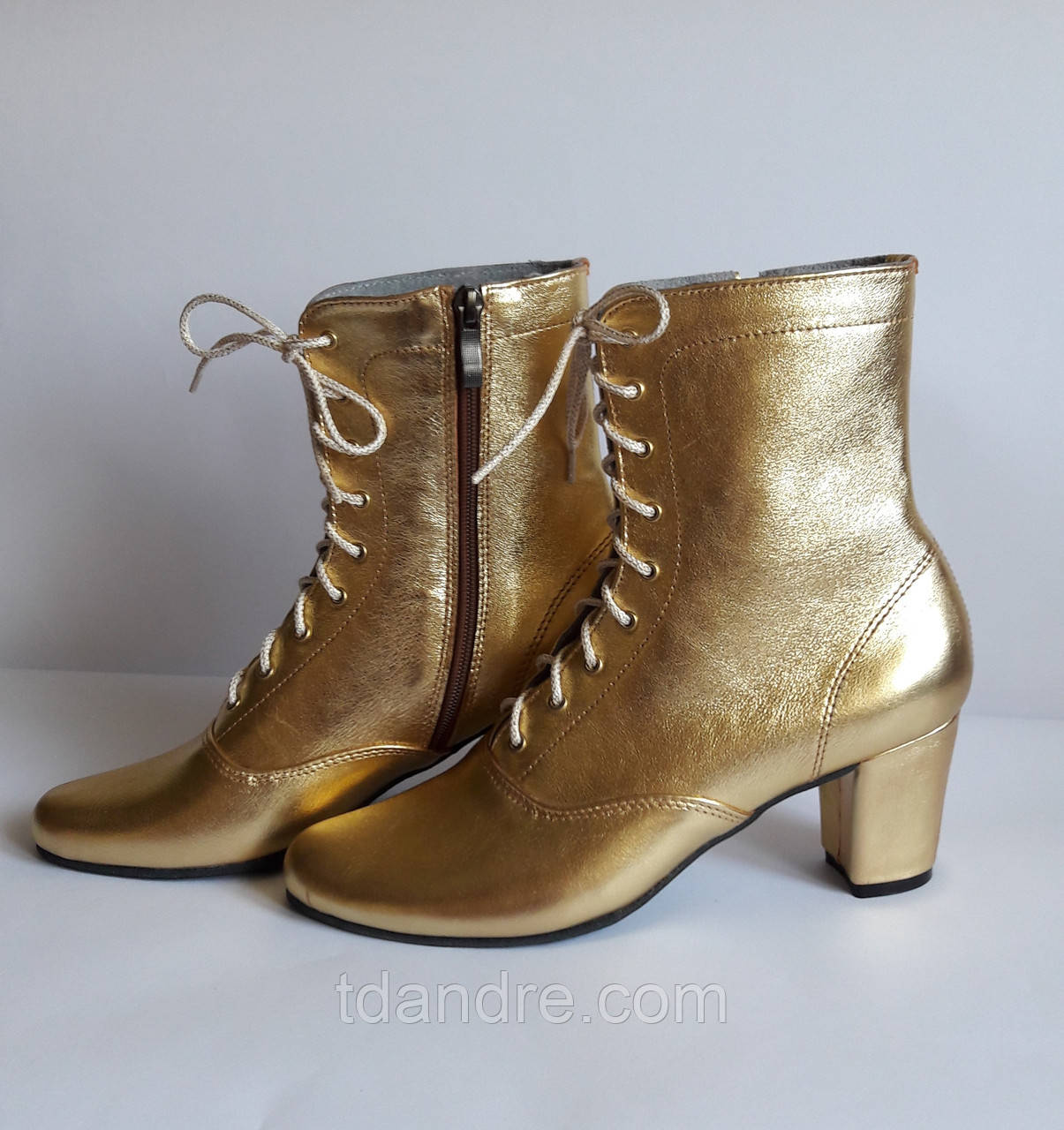 Чоботи народні золоті на шнурках, фото 1