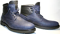 Мужские зимние ботинки на меху на толстой подошве синие классические Икос 43-й размер
