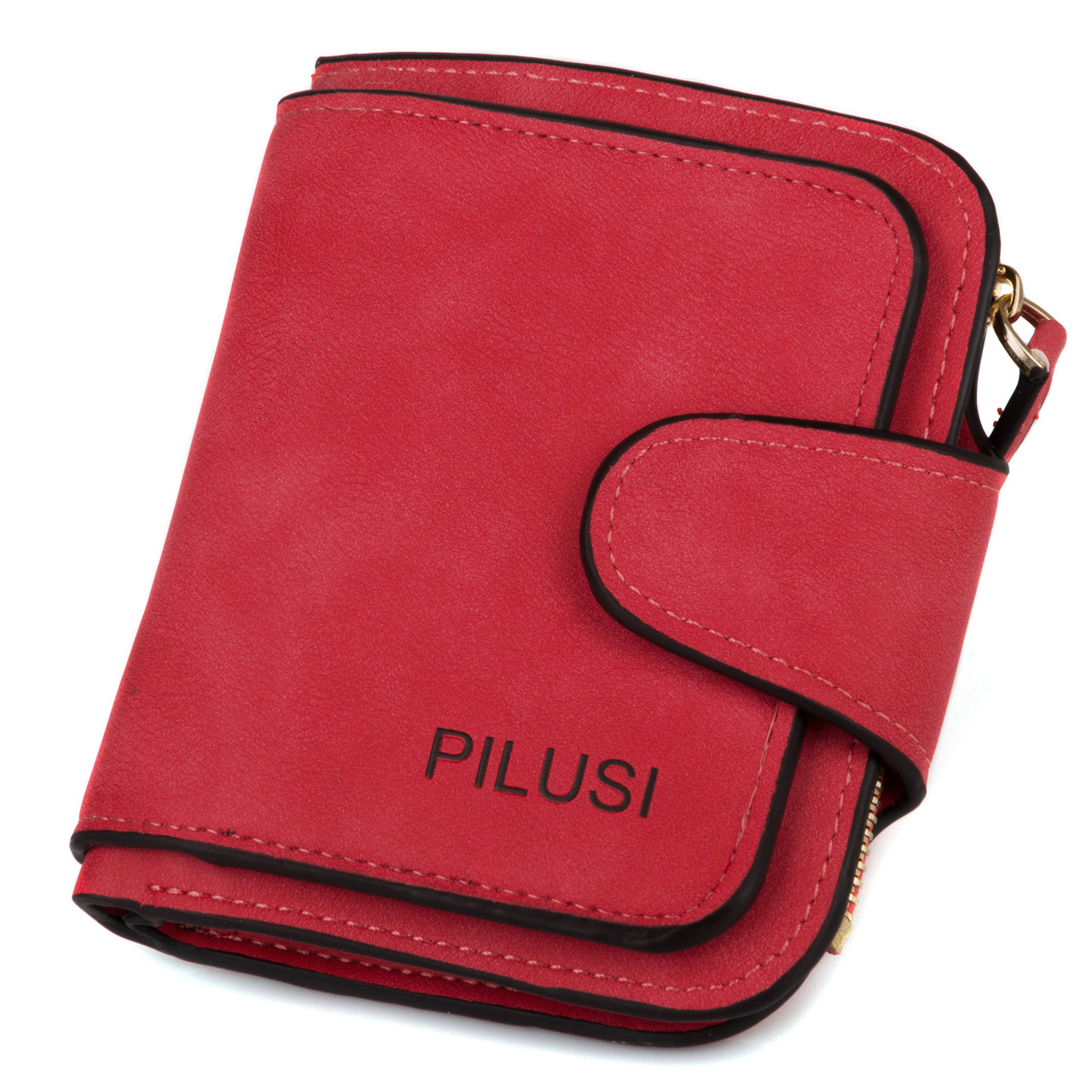 Жіночий компактний гаманець на кнопці Pilusi 3202 червоний
