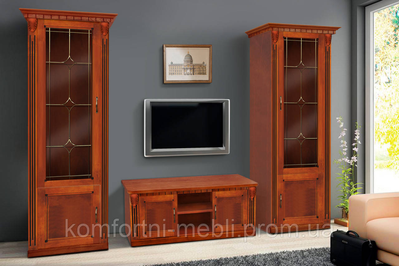 Комплект мебели для гостиной "Фридом" с тумбой ТВ (орех с патиной)