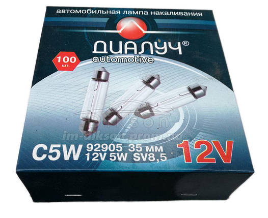 Лампочка Диалуч 12V 5W SV8,5 11x35 mm C5W, фото 1