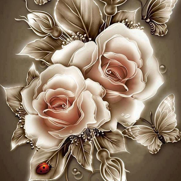 Алмазна живопис Карамельні троянди DM-185 (40 х 40 см) ТМ Алмазна мозаїка