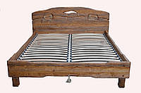 Ліжко"Вогонь"дерев'яне з масиву під старовину двоспальне