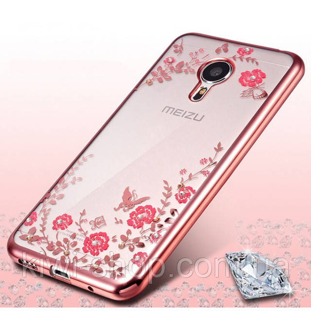 Чохол бампер із рожевими стразами для Meizu M5s