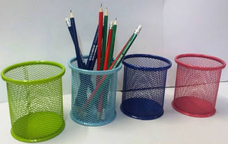 Підставка для ручок металева кругла "Сітка" кольорова