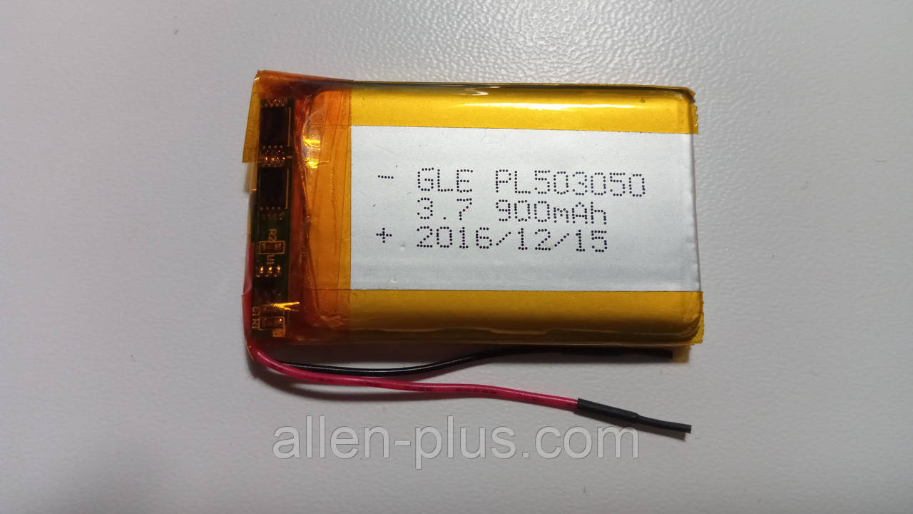 Акумулятор з контролером заряду Li-Pol PL503050 3,7V 900mAh (5*30*50 мм)