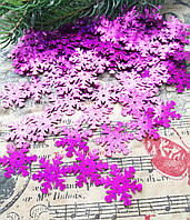 Паєтки, сніжинки, рожеві з голограмою, 20х20 мм, 10 г/уп