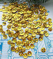 Паєтки, круглі, золоті з голограмою 6 мм, 500 г/уп